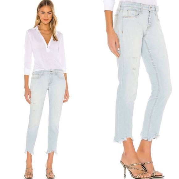 rag & bone Denim - Rag & Bone Dre Low Rise Slim Boyfriend Jeans Distressed Raw Fray Hem Melrose 26